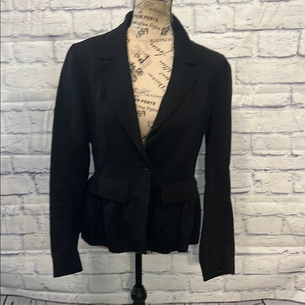 Dries Van Noten Couture Blazer Peplum One Button Pockets Size 40/10 Medium